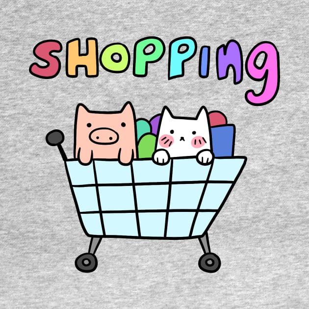 Cat and Pig Shopping Cart by saradaboru
